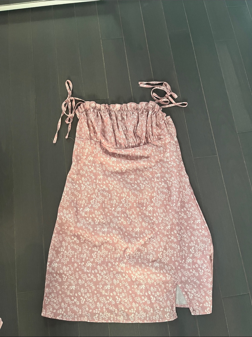 Pink Floral Tie-Shoulder dress